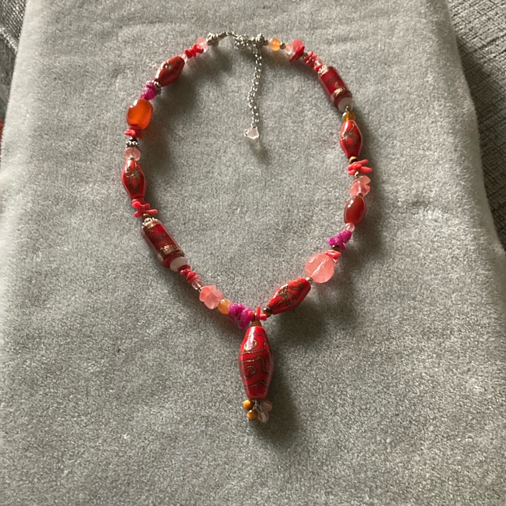 Elegant Red Beaded Necklace